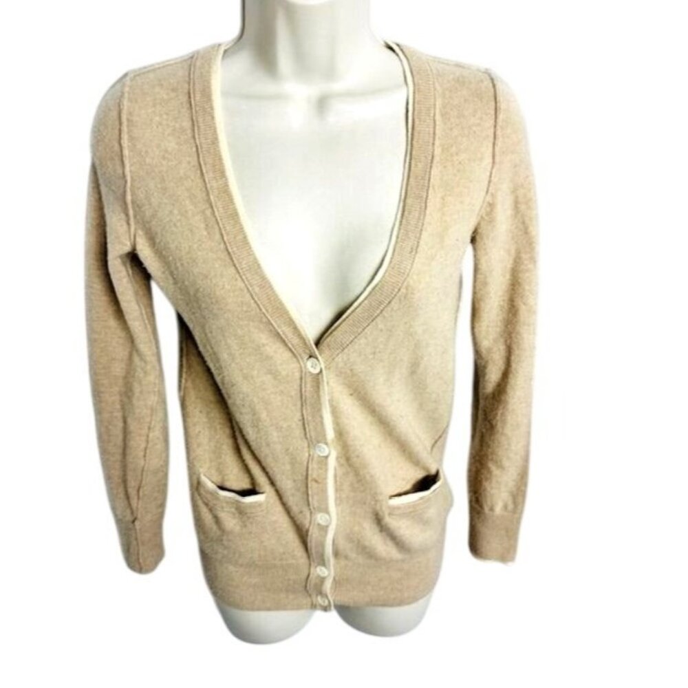 J.Crew Women Wool-Cashmere Button-Up, Flattering V-Neckline Cardigan Sweater XS